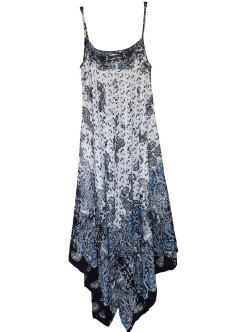 BOSTON PROPER Paisley Print Handkerchief Hem Dress Sz 4 "Into The Blue" NWOT